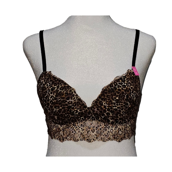 PINK Victoria's Secret Other - NWT Victoria's Secret PINK Lace Cheetah Animal Print Wireless Push-up Bra - XS
